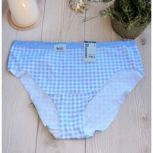 No Boundaries Hipster Panties Lace Trim Plus Size XXXL 3XL Blue Gingham Plaid